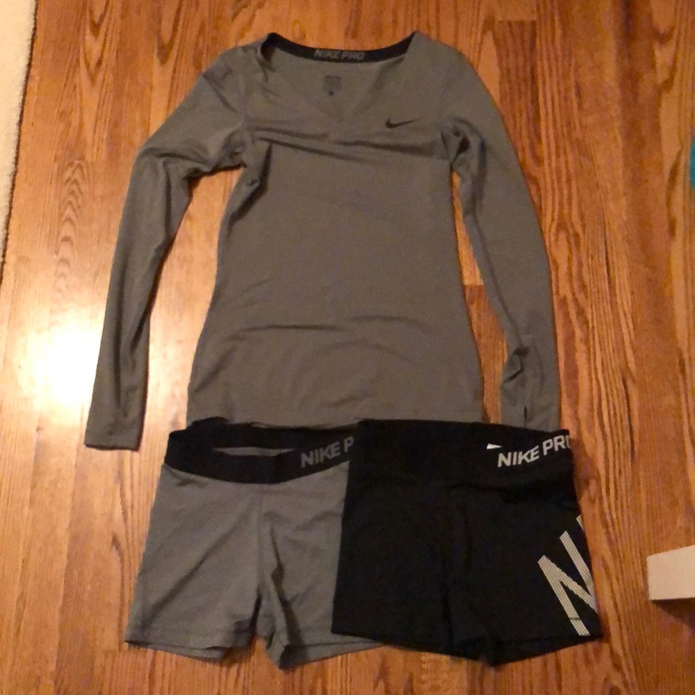 Nike Pro dry fit shirt and shorts (x2)